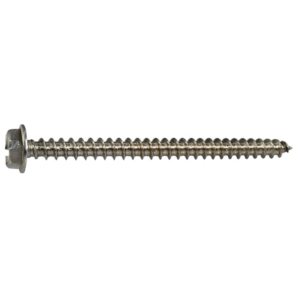 Midwest Fastener Sheet Metal Screw, #10 x 2-1/2 in, 18-8 Stainless Steel Flange Hex Head Slotted Drive, 100 PK 53684 - main